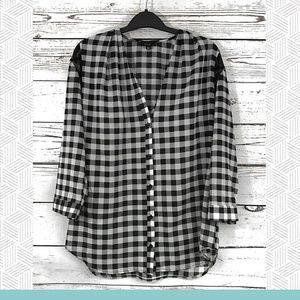 Fate - Lace Inset Gingham Pleated Blouse